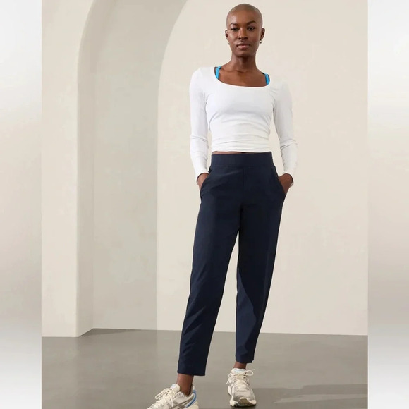 Athleta Pants Navy Blue Brooklyn Ankle Casual Activewear Pull On 14 Tall 198671 - Picture 2 of 16